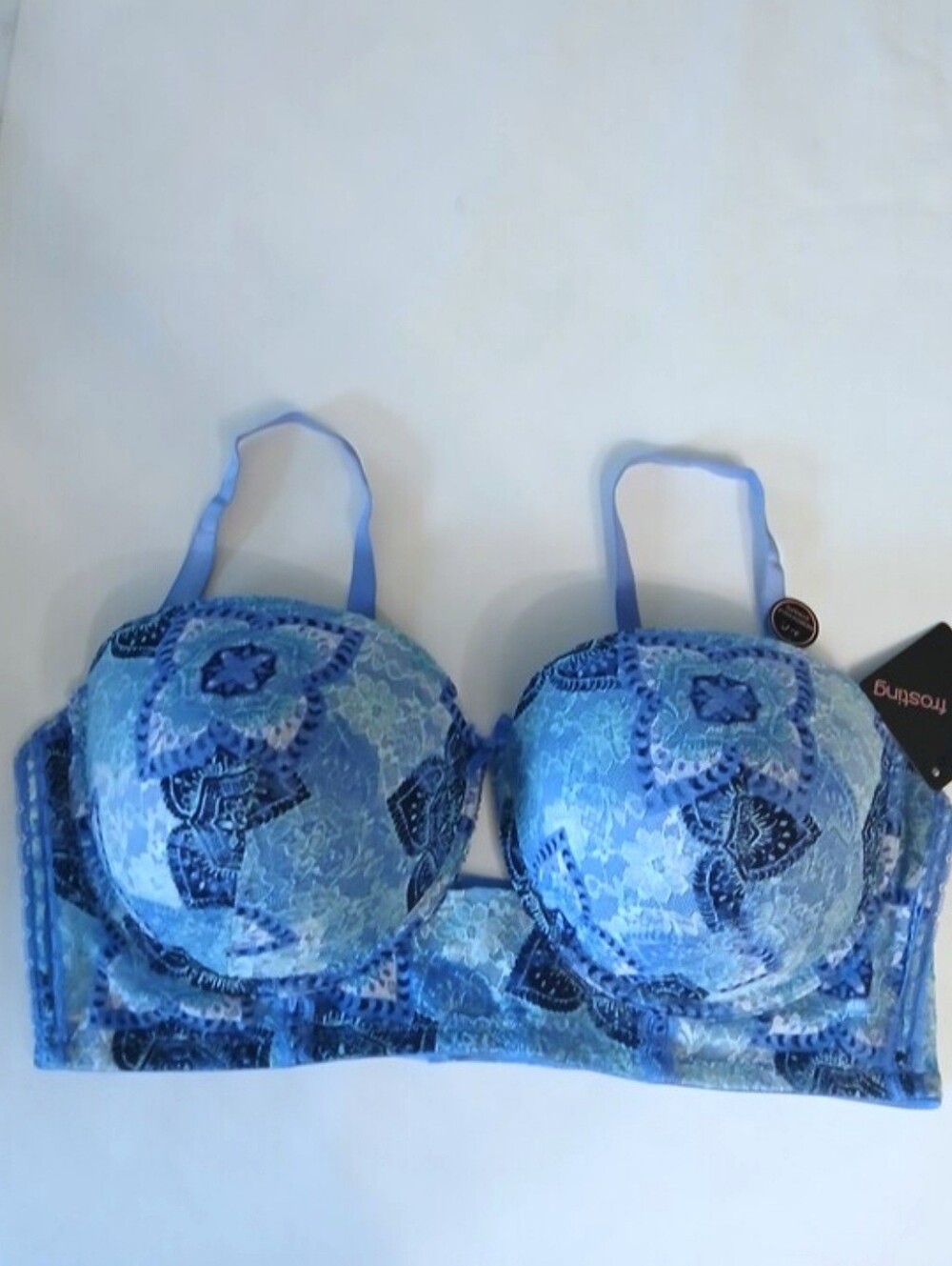 44C Body Frosting Blue Lace Underwire Bra with Convertible Straps. NWT